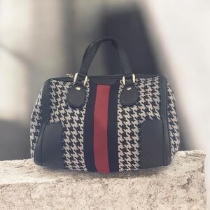 Gucci Sherry Line  Boston Vintage 2way Navy Gold  Bag Authentic
